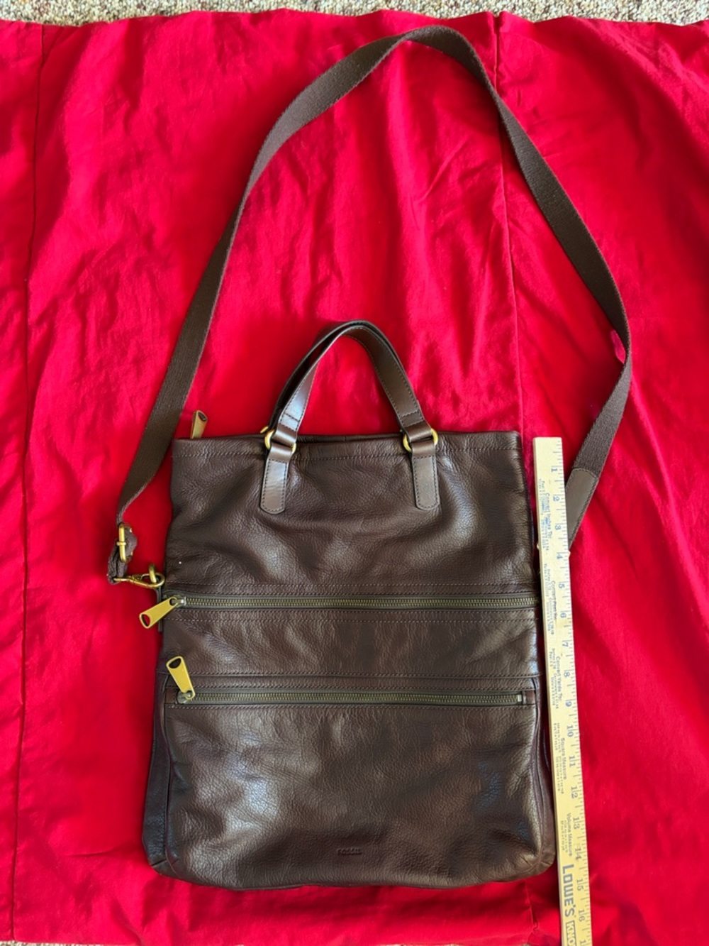 Fossil Brown Leather Shoulder Crossbody Bag